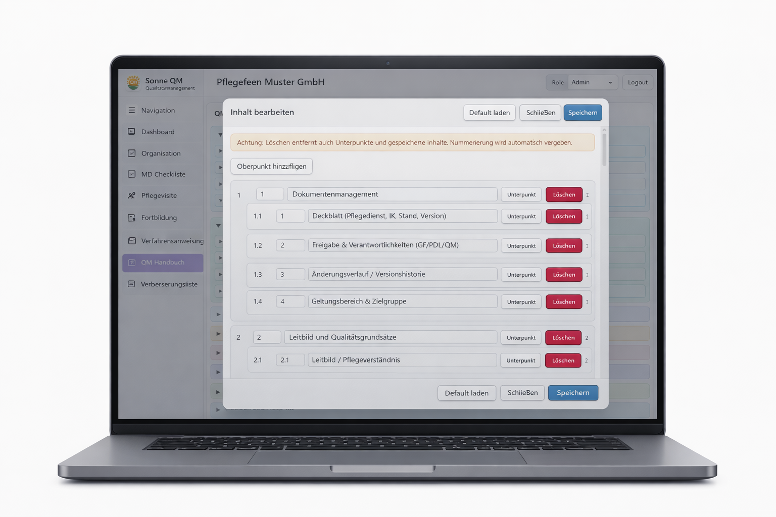 QM-Handbuch in QM Sonne bearbeiten